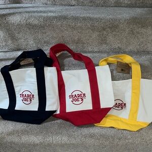 Trader Joe's Canvas Tote Bag - White with Black, Red, and Yellow Trim